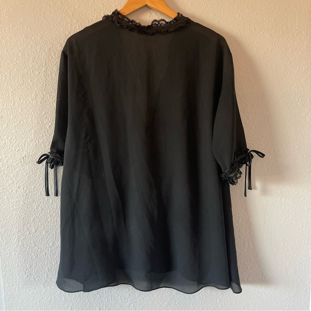 Vintage Victoria's Secret Gold Label Black Velvet Lace Chiffon Robe Size M/L - Picture 6 of 6